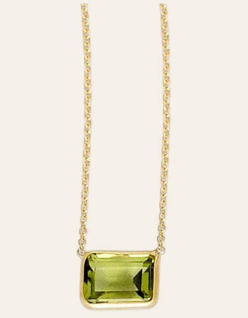 Load image into Gallery viewer, 14K Yellow Gold Emerald-Cut Peridot Necklace 18 Inch
