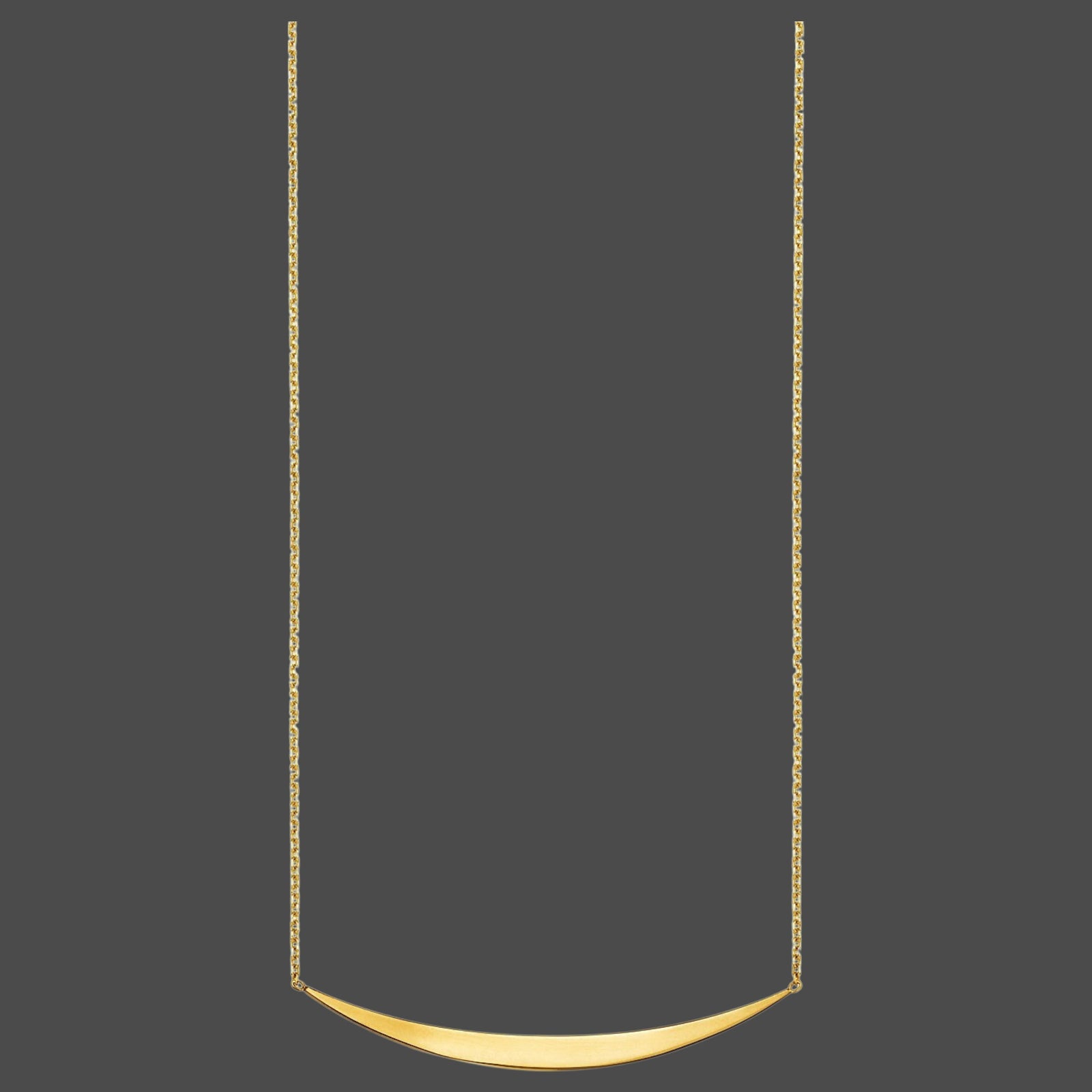 14K Yellow Gold Curved Bar Necklace