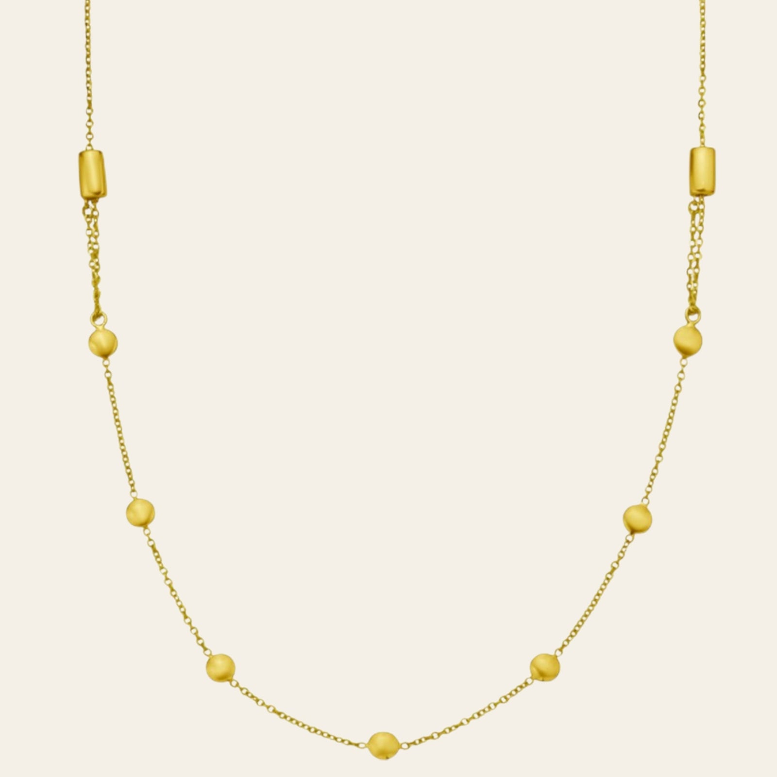 14K Yellow Gold Adjustable Bead Station Necklace
