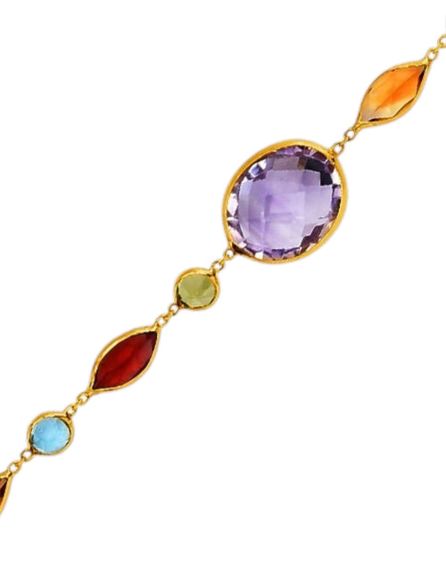 Load image into Gallery viewer, 14k Yellow Gold Bracelet with Multi-Colored Stones (1.00 mm)
