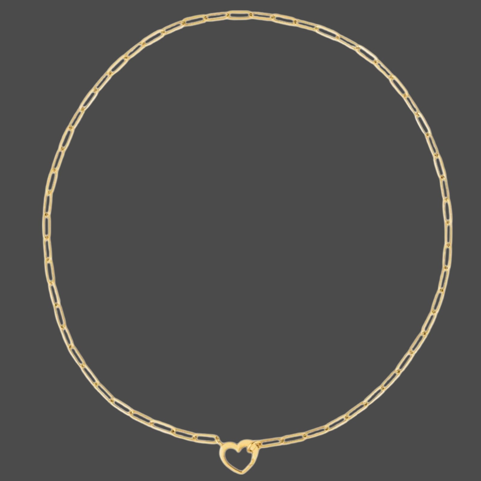 14K Yellow Gold Heart Paperclip Necklace