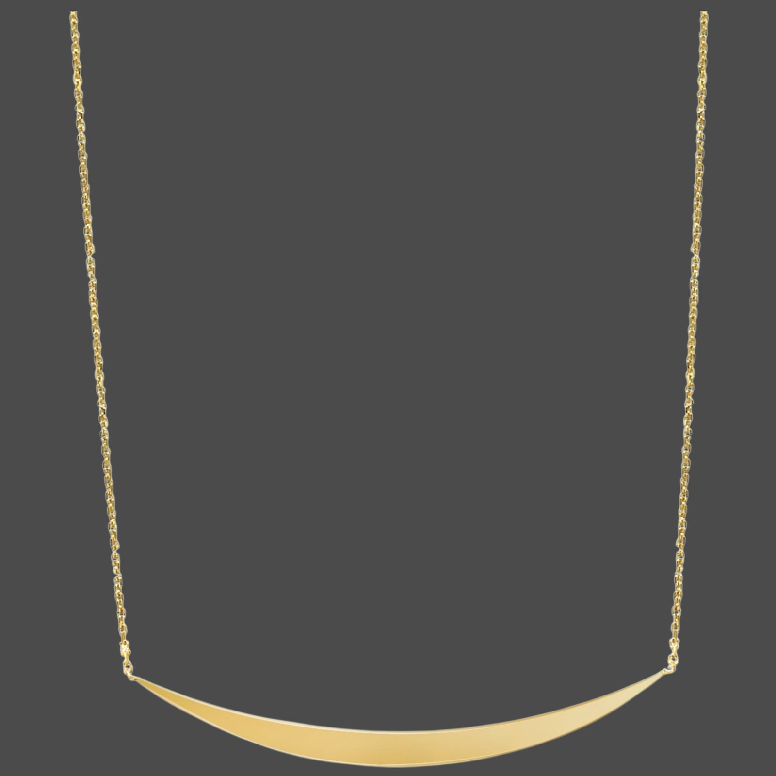 14K Yellow Gold Curved Bar Necklace