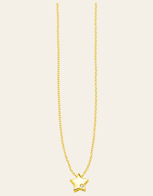 Load image into Gallery viewer, 14K Yellow Gold Diamond Star Pendant Necklace 18 Inch
