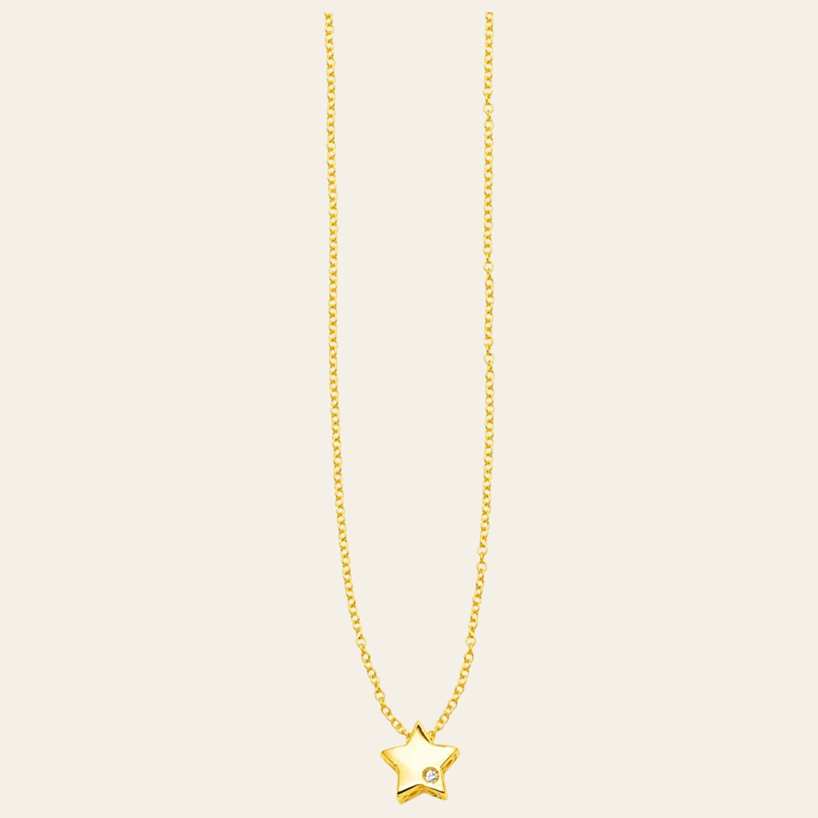 14K Yellow Gold Diamond Star Pendant Necklace 18 Inch