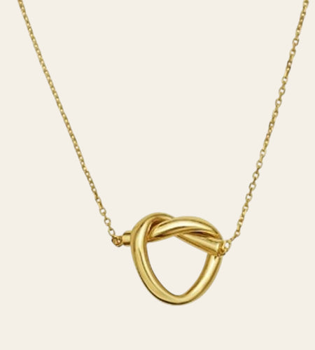 14K Yellow Gold Love Knot Necklace 18 Inch + 2 Inch Extender