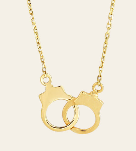 14K Yellow Gold Interlocking Handcuff Necklace 18 Inch
