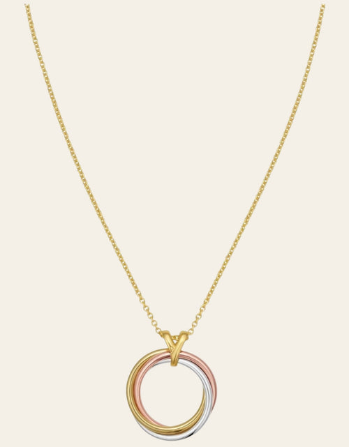 Load image into Gallery viewer, 14K Tri-Color Gold Interlocking Circles Necklace 18 Inch
