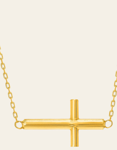 Load image into Gallery viewer, 14K Yellow Gold Polished Cross Necklace 18 in Horizontal Faith Necklace
