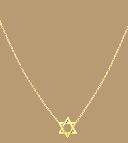 14K Yellow Gold Star of David Necklace – 18 Inch