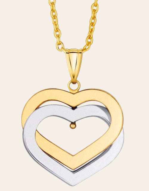 Load image into Gallery viewer, 14K Two-Tone Gold Intertwined Moving Hearts Necklace 18 Inch

