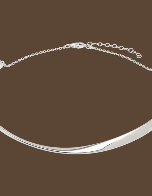 Load image into Gallery viewer, Sterling Silver Rhodium Plated Sculpted Collar Necklace
