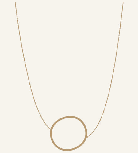 14K Yellow Gold Large Open Circle Necklace – 18 Inch