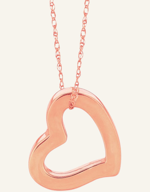 Load image into Gallery viewer, 14K Rose Gold Open Heart Pendant Necklace 18" Cable Chain

