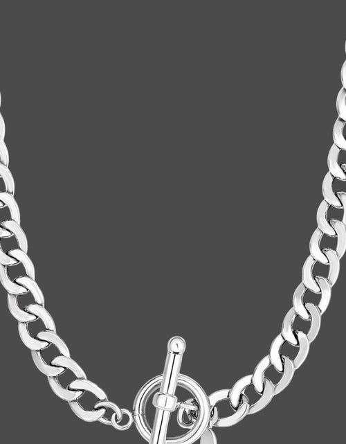 Load image into Gallery viewer, Sterling Silver Polished Wide Link Toggle Necklace – 18 Inches
