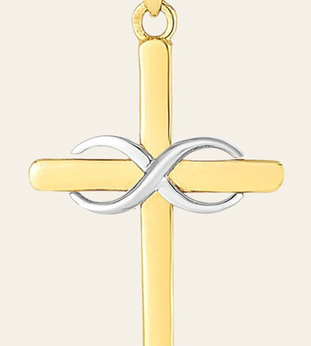 14K Yellow Gold Praying Hands Religious Pendant
