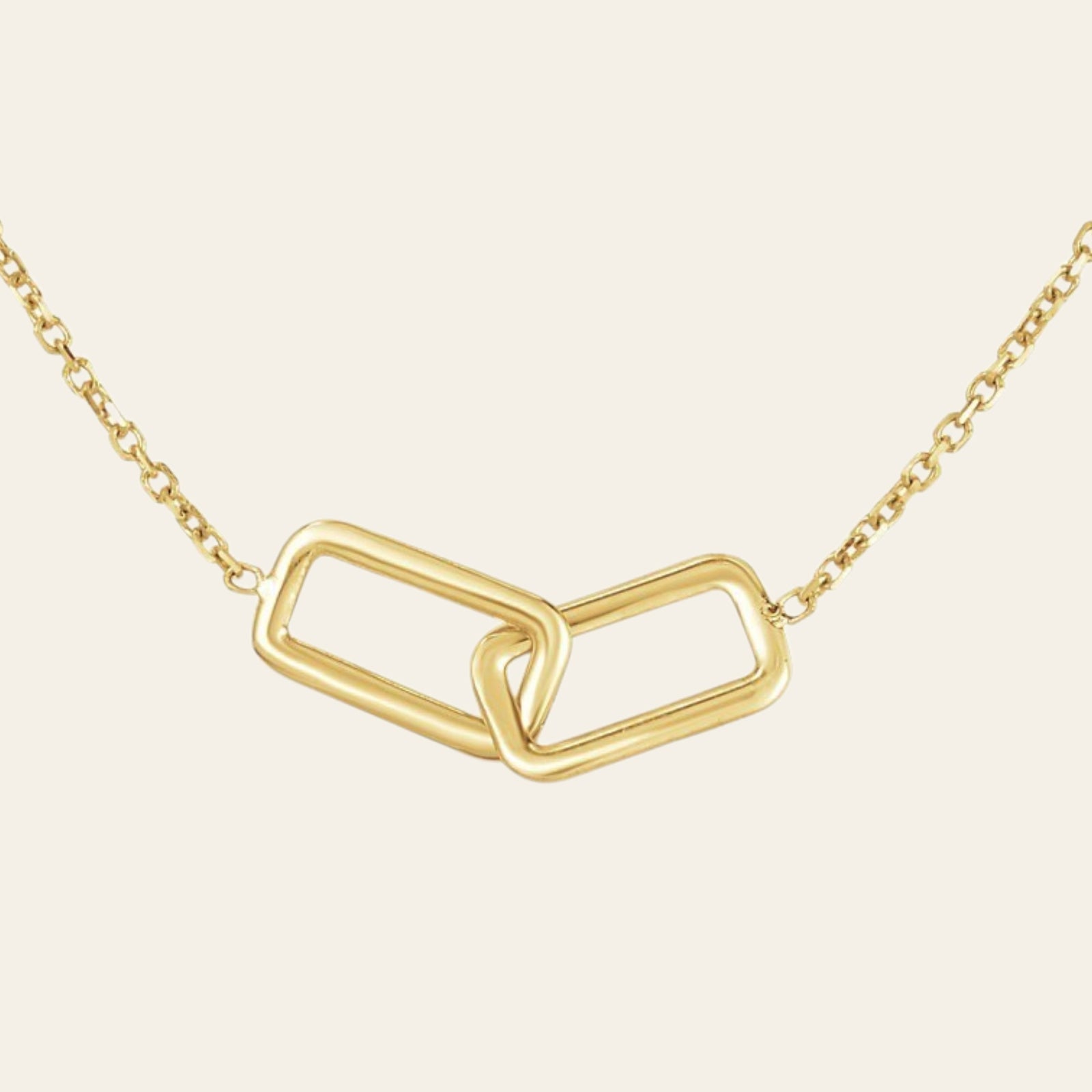 14K Yellow Gold Interlocking Rectangle Necklace