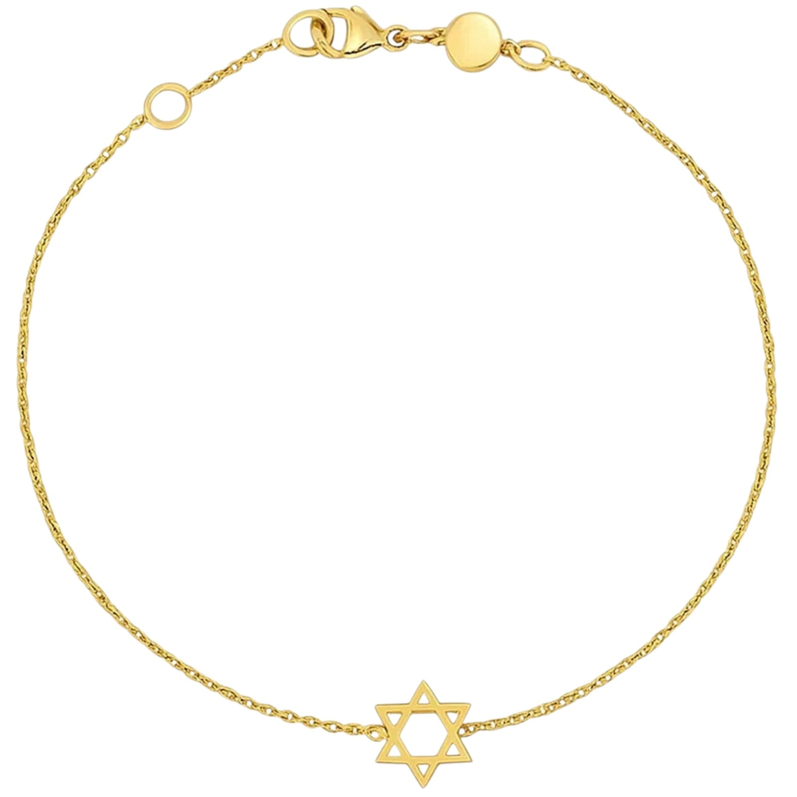 14k Yellow Gold Star of David Bracelet
